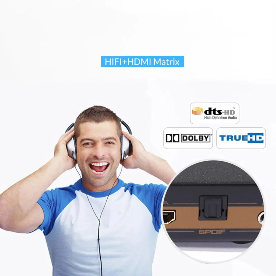 Unnlink HDMI Matrix 4X2 UHD 4K @ 30Hz сплиттер переключатель аудио экстрактор HIFI 5 1 Toslink + 3 Jack ARC