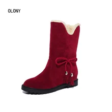 

2018 Winter Snow Boots Women Round Scrub Bow Boots Plus Velvet Warm Booties Solid Color Flat Casual Shoes Female Martin boots