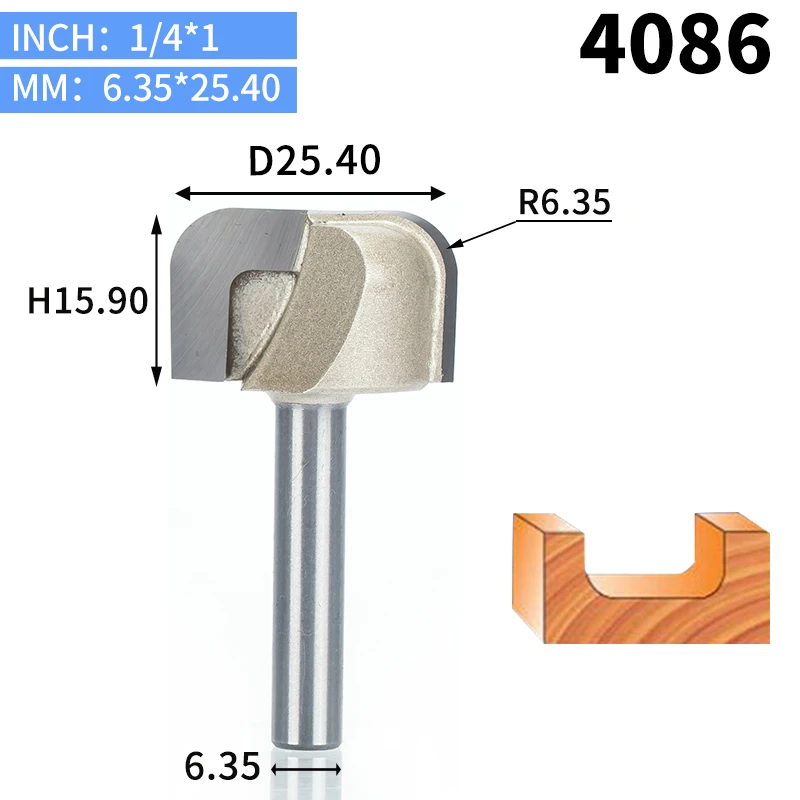 HUHAO 1 шт. 1/" хвостовик чаши и лоток шаблонный маршрутизатор бит карбида вольфрама Концевая мельница для деревообработки режущий инструмент деревообрабатывающий фрезерный станок - Длина режущей кромки: 4086