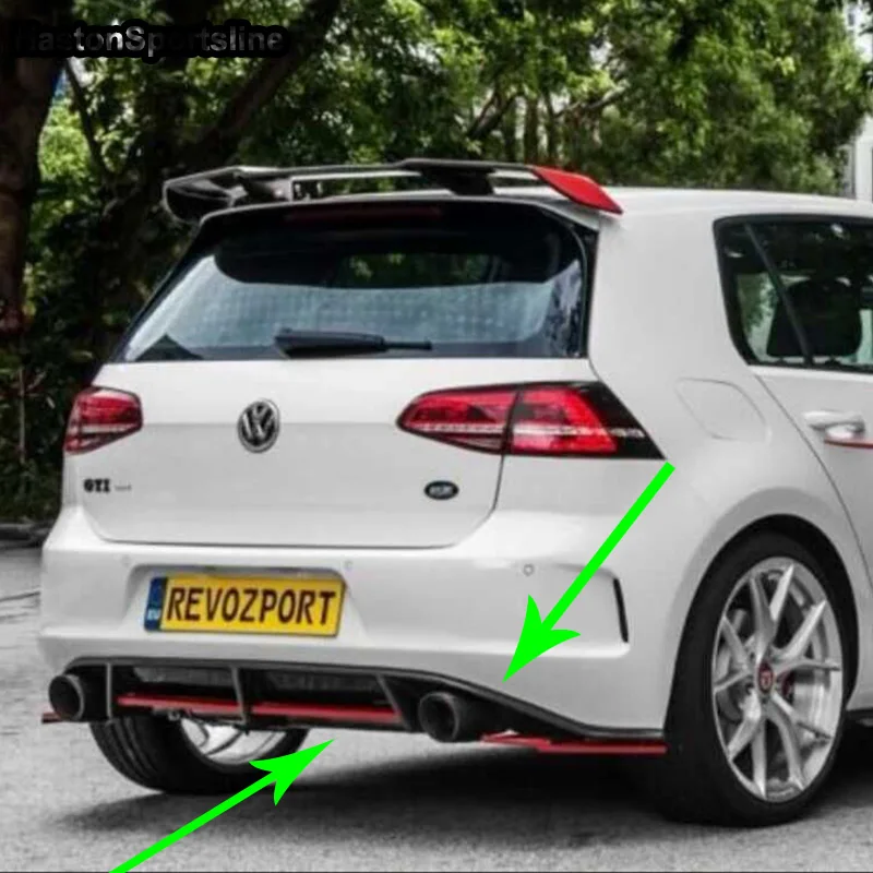 Golf VII красный линейное углеродное волокно задний бампер диффузор для губ Volkswagen Golf7 GTI Бампер~ только в том случае