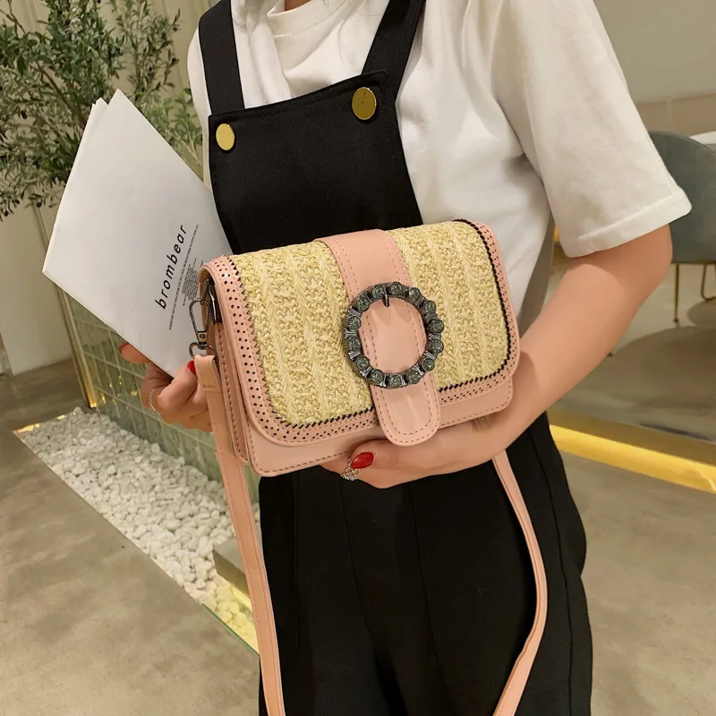 

Fashion Lock Small Flap Square Straw Bag for Women 2019 Female Fashion Casual Wild Crossbody Shoulder Bags Messenger Bag Handbag
