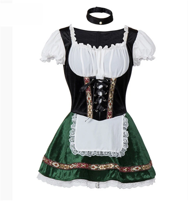 Сексуальное пиво oktoberfest девушка костюм горничной Германия, Бавария с коротким рукавом нарядное платье для взрослых женщин косплей костюм на Хэллоуин