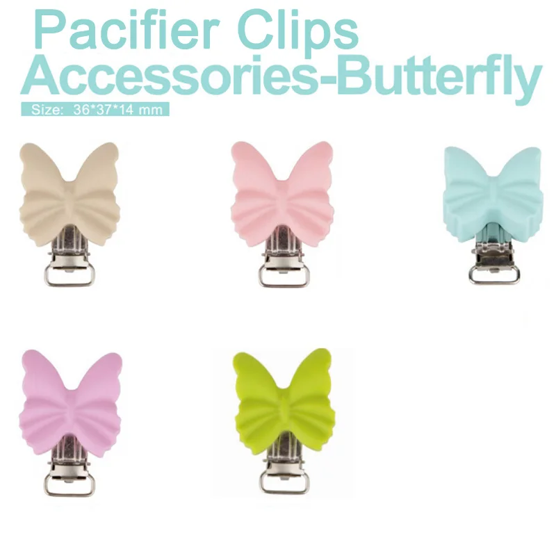 

10 Pcs Mini Butterfly Baby Pacifier Chain Clips Multicolor Silicone Metal Pacifier Clip Baby Accessories
