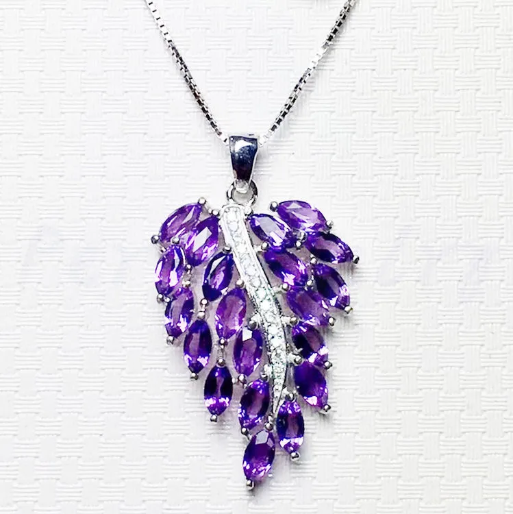 Amethyst necklace pendant Free shipping Natural real amethyst 925