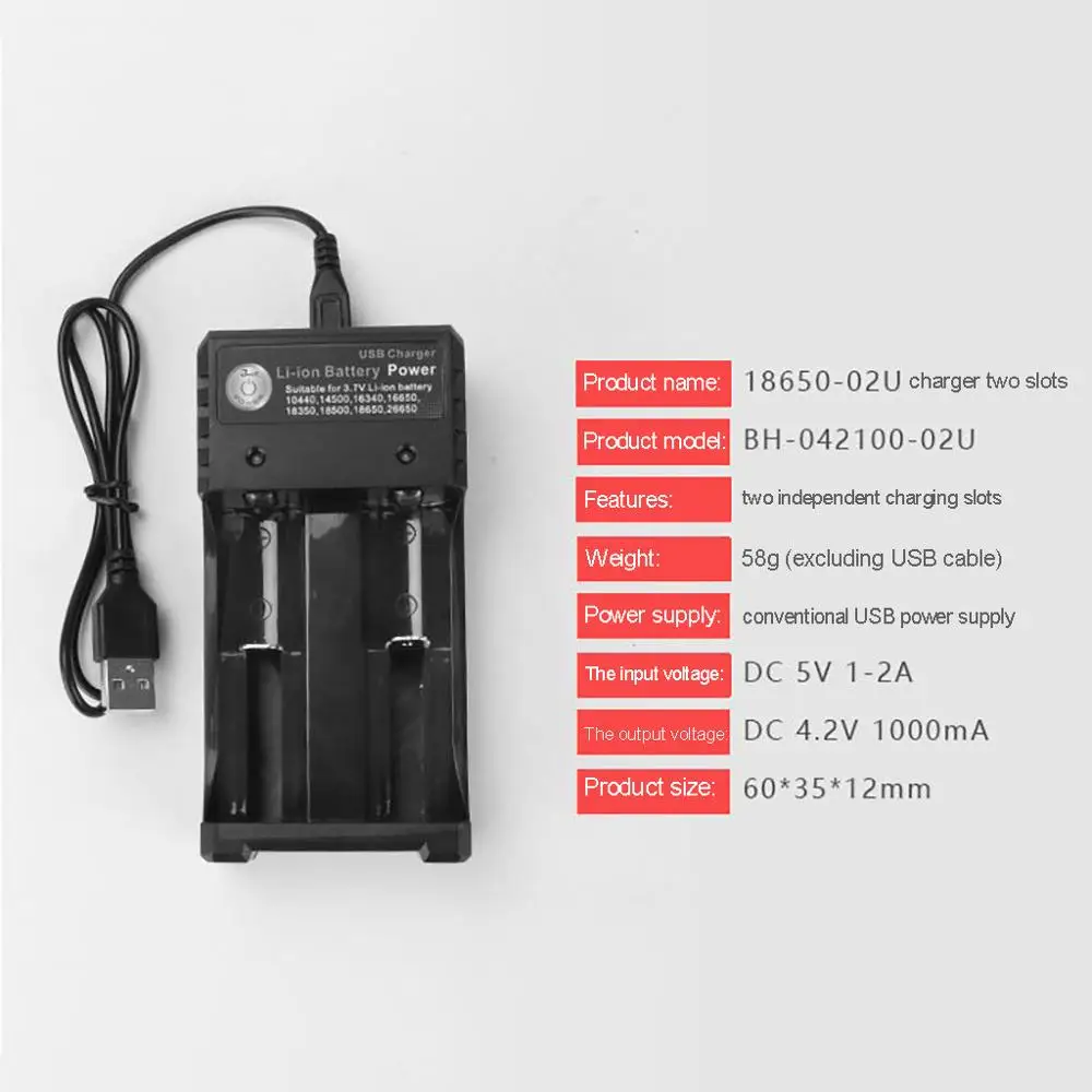 Feniores Universal Battery Charger for Rechargeable Batteries 10440 18350 18650 16340