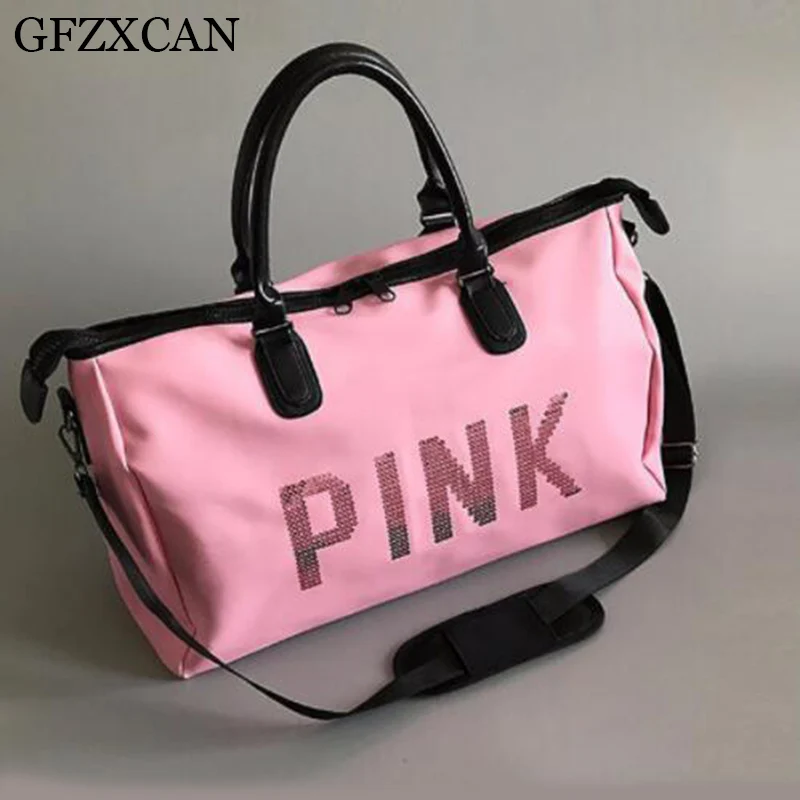 Новые модные женские путешествия водонепроницаемый мешок хранения розовые блестки большая емкость ручной Багаж, для отпуска Спортивная
