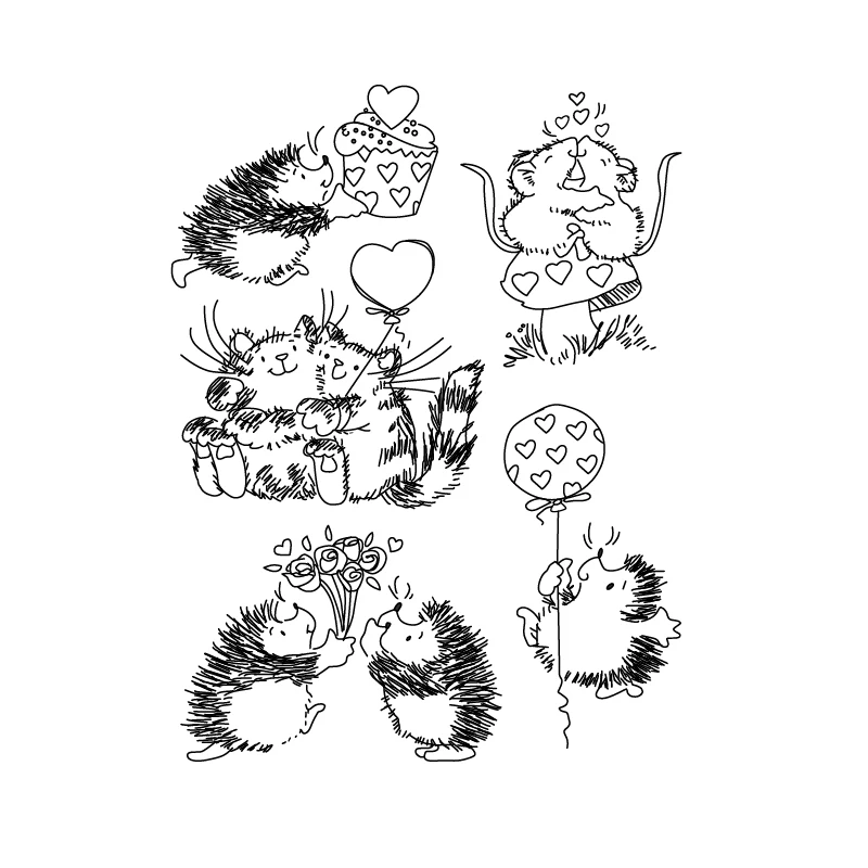 

Furry Hugs Hedgehog Transparent Clear Silicone Stamps for DIY Scrapbooking/Card Making/Kids Christmas Fun Decoration Supplies