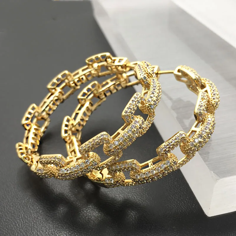 Lanyika модные ювелирные изделия простой формы цепи большие тяжелые обручи сережки микро-инкрустация Свадебные помолвки Роскошные серьги, лучший подарок - Окраска металла: Gold Plated