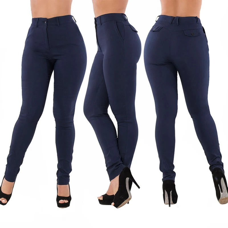 Plus Size 6XL Black red Women Pencil Pants High Waist Casual Autumn