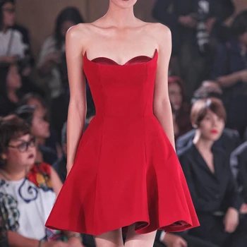 

Adyce 2020 New Summer Elegant Celebrity Evening Party Dress Women Sexy Sleeveless Red Strapless Mini Bodycon Club Dress Vestidos