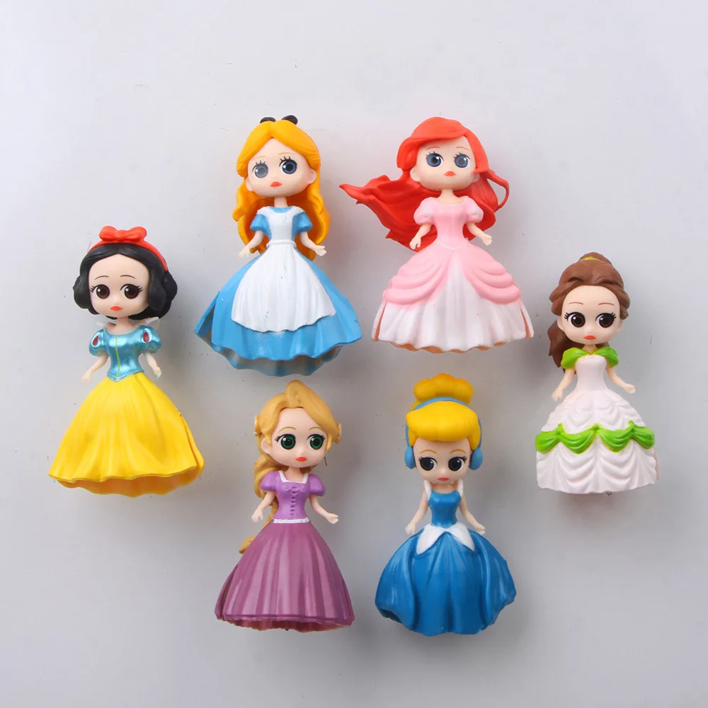 Frozen Fridge Magnets 3d People Souvenir Mermaid Snow White Princess Aisha PVC Magnetic Sticker Kids Fridge sticker Decora - Цвет: Type C(6pcs)