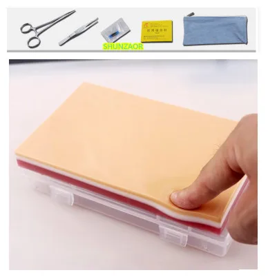 

Surgical sutured skills training module simulation training modelr- latex suture skin model with 3 layers+Skin suturing tool