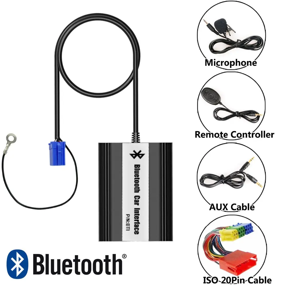 APPS2Car Wireless Handsfree Bluetooth Music Stream AUX USB Car Kit