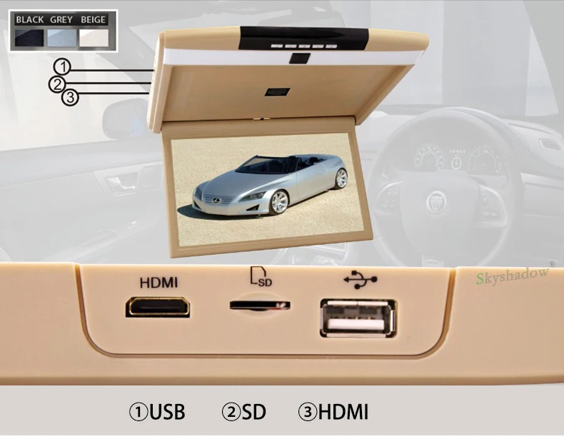 Стильный 17," /15,6" Цвет на тонкопленочных транзисторах на тонкоплёночных транзисторах ЖК-дисплей Дисплей 12V~ 24V монтаж на крышу автомобиля монитор откидной автомобильный монитор плеер HD 1080P HDMI/USB/SD/FM