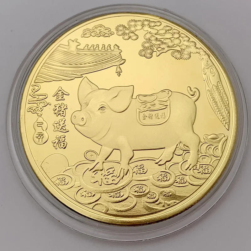 Collection Commemorative Coin Fu Pig Year of Pig Bitcoin New Year Gift Gold Plated Good Fortune Home Or Car Decoration Coins Collection Commemorative Coin Fu Pig Year of Pig Bitcoin New Year Gift Gold Plated Good Fortune Home Or Car Decoration Coins