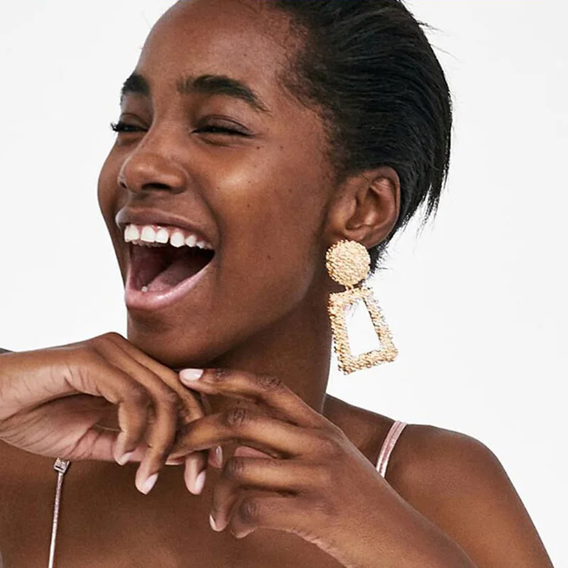 

Girlgo 6 Design ZA Metal Square Drop Earrings for Women Geometric Punk Statement Dangle Earrings Vintage Christamas Jewelry 2018