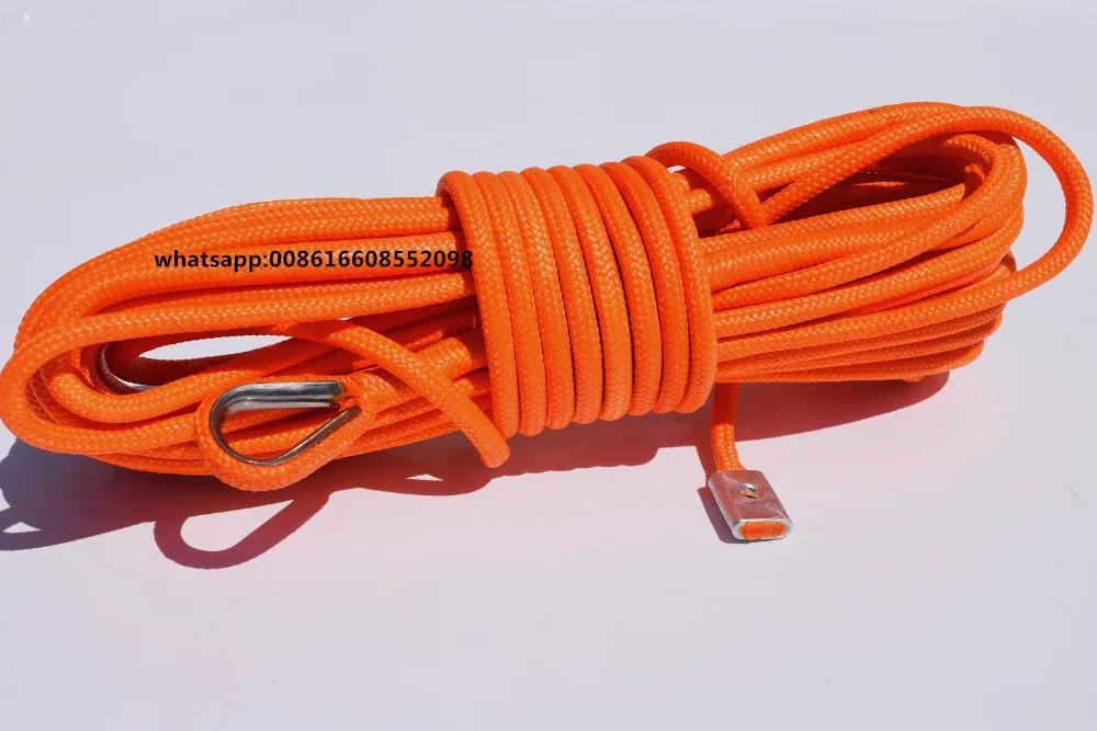 Фото 6 мм * 15 м оранжевый двойной плетеный синтетический трос лебедки ATV СВМПЭ ядро с