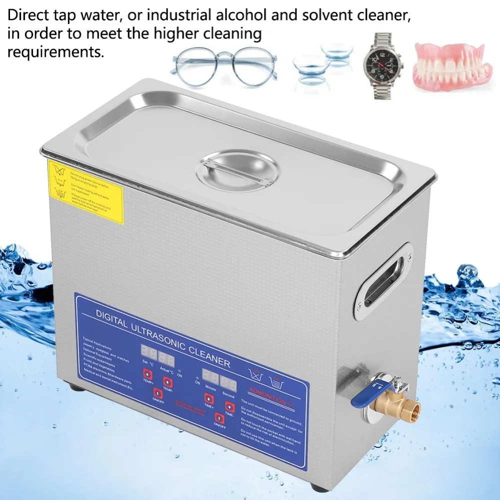 

Stainless Steel 6 L Digital Ultrasonic Cleaner Liter Industry Heated Heater Machine Ultra Sonic Cleaning Machine with Timer