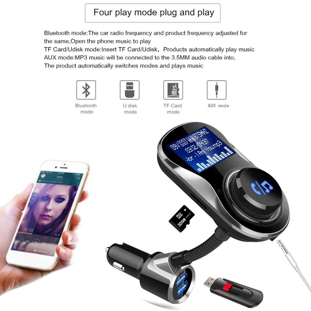 Автомобильный MP3 Bluetooth плеер для TF карты U диск с пультом дистанционного управления BC26 fm-передатчик большой экран карта автомобиля Mp3 Bluetooth Pl