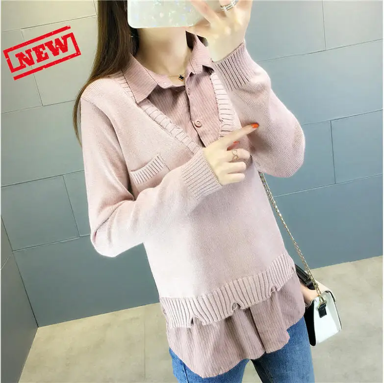 3338 (Dongfang 4th row 4th) Lcybhe Autumn and Winter 2018 new style medium long open-forked knitted sweater 60 | Женская одежда