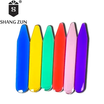 SHANH ZUN 12pcs Manufacturers of high-quality plastic collar stiffeners sets ABS colorful dress shirt collar stays for men shanh zun personalized customize engraved stainless steel metal collar bones shirt tabs stiffeners inserts golden gift for men