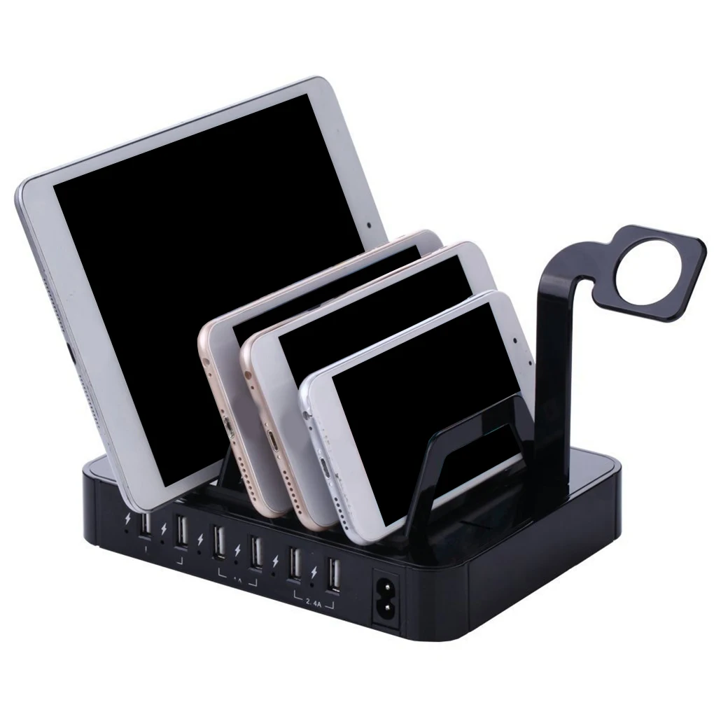 

50W 6-Port USB Charging Station Surge Protection Charger Multi-functional Power Supply Mobile Phone Holder