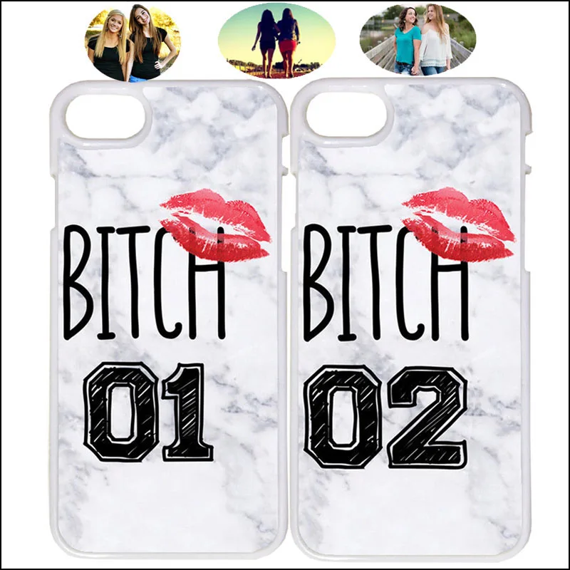 

Best Friends Forever Lips Bitch Marble Matching Phone Case Cover For iPhone X 7 8 Plus XR X Max 6s Samsung Huawei Tempered Glass