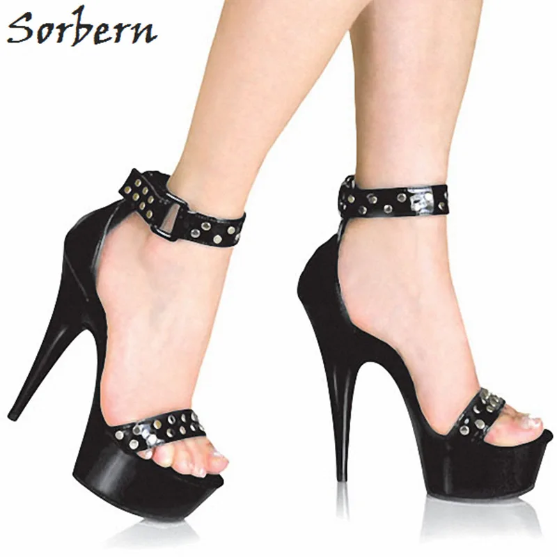 

Sorbern Retro Style Gold Rivets Sandals High Heels Ankle Strap Summer Shoes Ladies Platform Gladiator Sandals Women Sandals