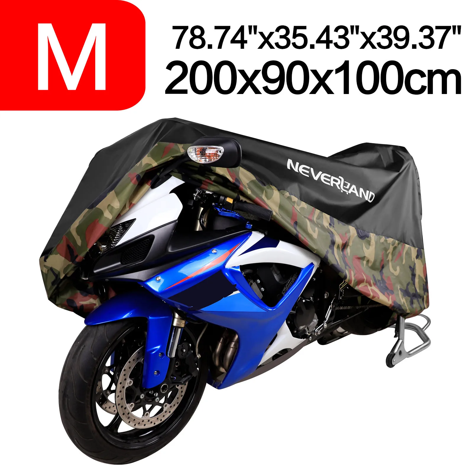 

200x90x100cm Camouflage 190T Waterproof Rain Dust UV Outdoor Indoor Motorcycle Cover Coat For Honda Little Cub BENRYI 110 MSX125