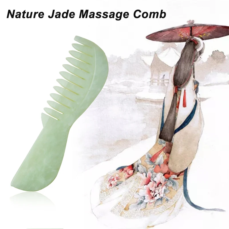 Jade Stone Massager Comb With Handle Spa Acupuncture Therapy Trigger Point Treatment For Skin Slimming Beauty Health Head Jade Stone Massager Comb With Handle Spa Acupuncture Therapy Trigger Point Treatment For Skin Slimming Beauty Health Head