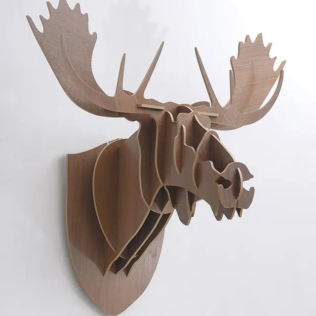 3D Puzzle Wooden DIY Creative Moose Head Wall mounted Wood