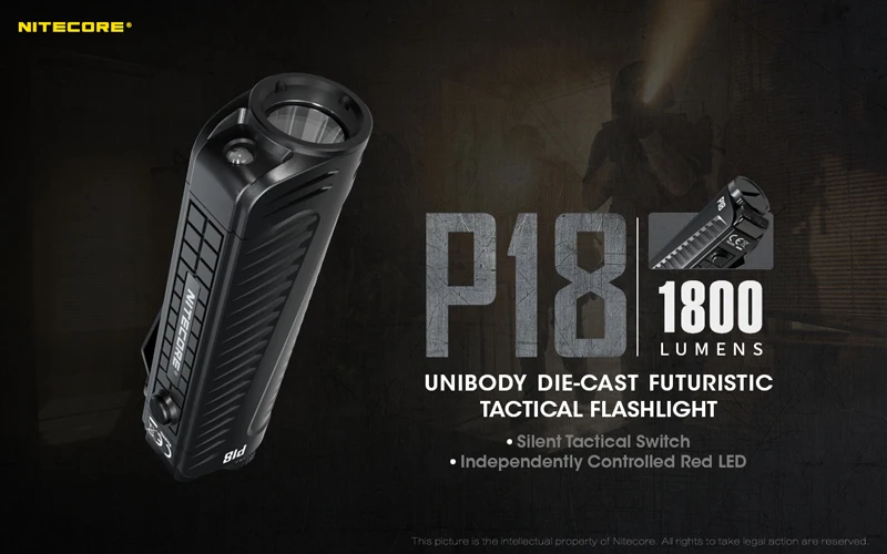 1800 Lumens Nitecore P18 Tactical Flashlight (2)