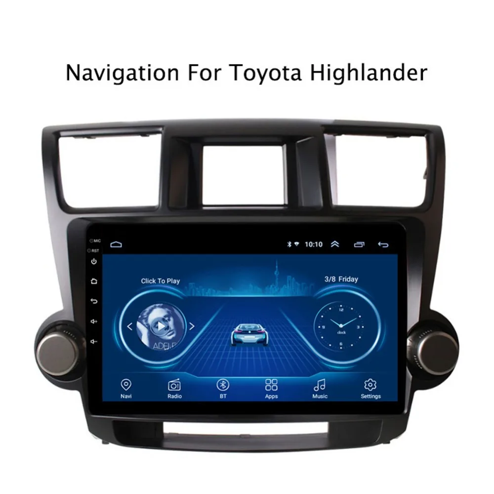 Excellent Super Slim Touch Screen Android 8.1 radio GPS Navigation for toyota highlander 10" headunit tablets Stereo Multimedia Bluetooth 1