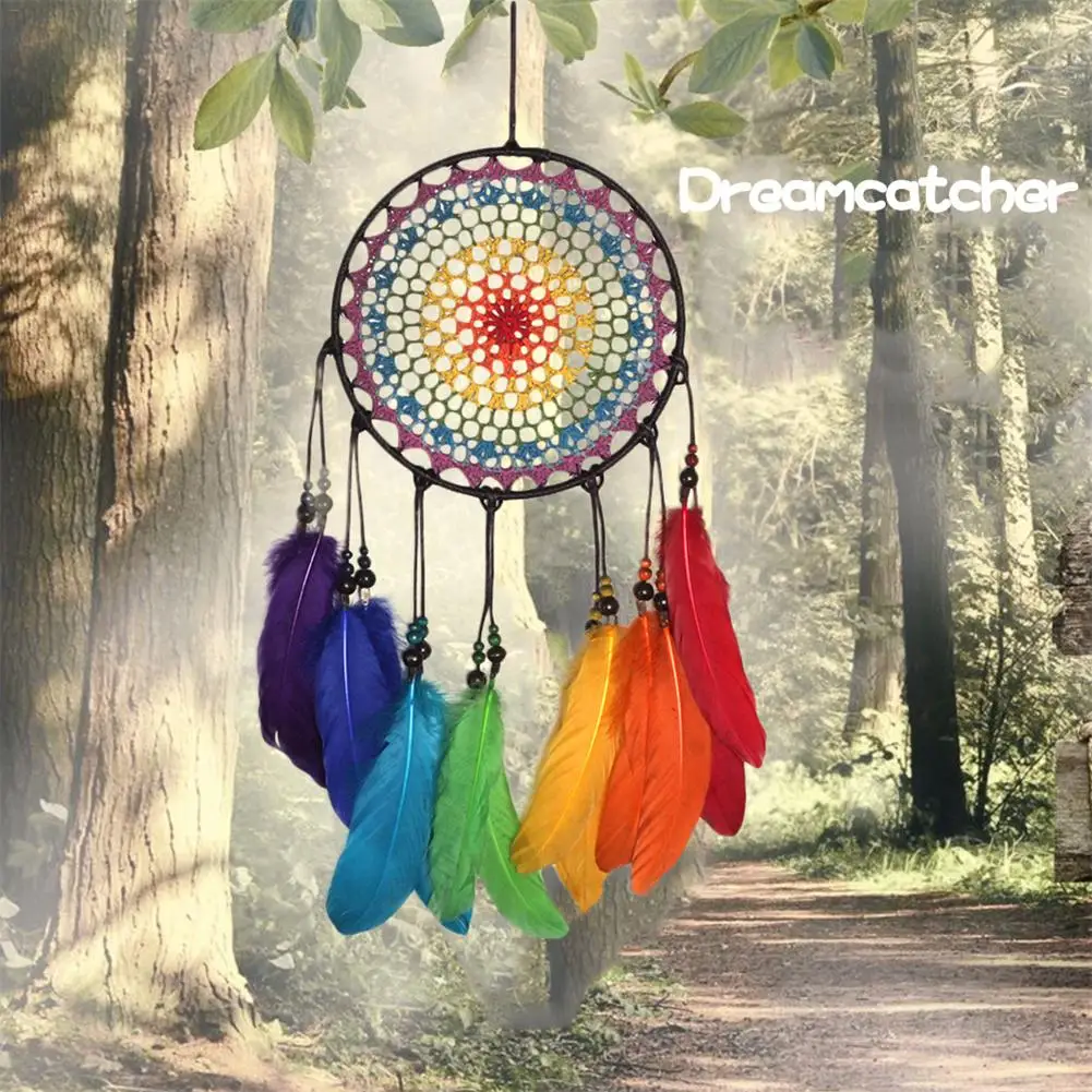 Colored Feather Handmade Ornaments Wind Chimes Dream Catcher Wedding Fashion Decoration Gifts Pendant Home | Дом и сад