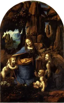 

Famous Portrait Canvas Wall Painting The Virgin Of The Rocks London by Leonardo Da Vinci Oil Painting Replica Handpainted