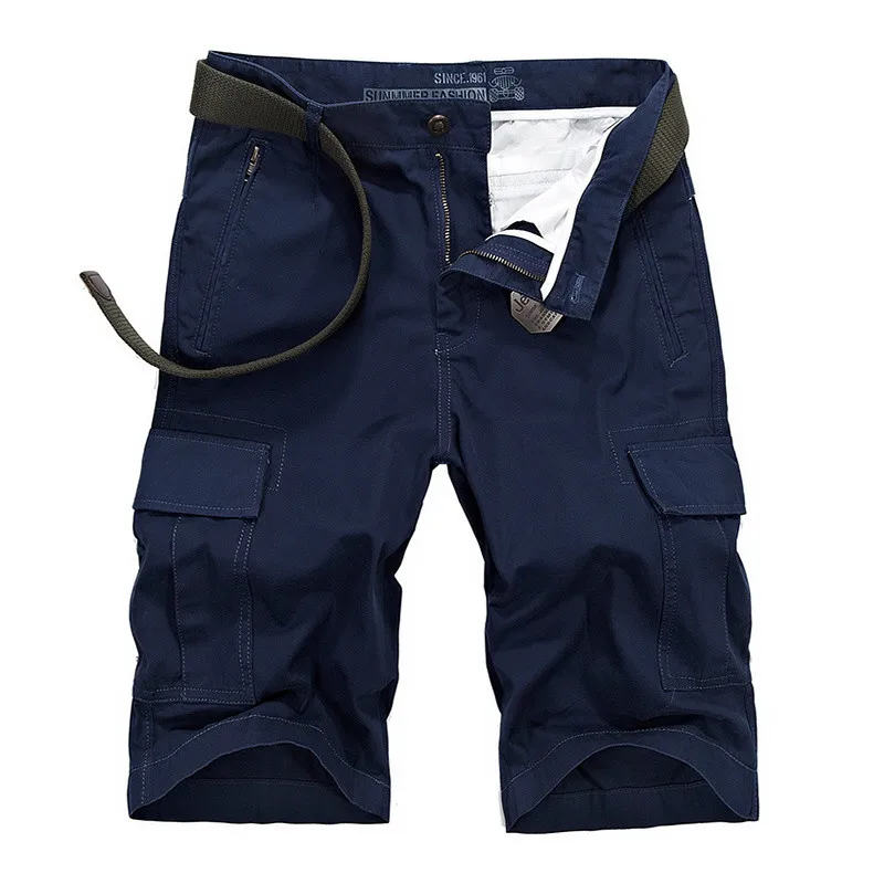 ZDF613 Dark blue Мужские повседневные брендовые летние крутые темно-синие шорты из чистого хлопка размера плюс 30-42, мужские прямые брюки на молнии afs jeep cargo - Цвет: ZDF613 Dark blue