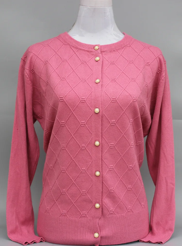 

Middle Aged Women Autumn New Cardigan Sweater Single Button Casual 60-80 Year Old Grandmother Knitting Jacket Coat T262