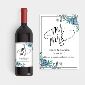 

20PCS lot Personalized Paper Champagne Bottle label stickers wrappers Wedding proposal bridal shower bridesmaid gift decoration