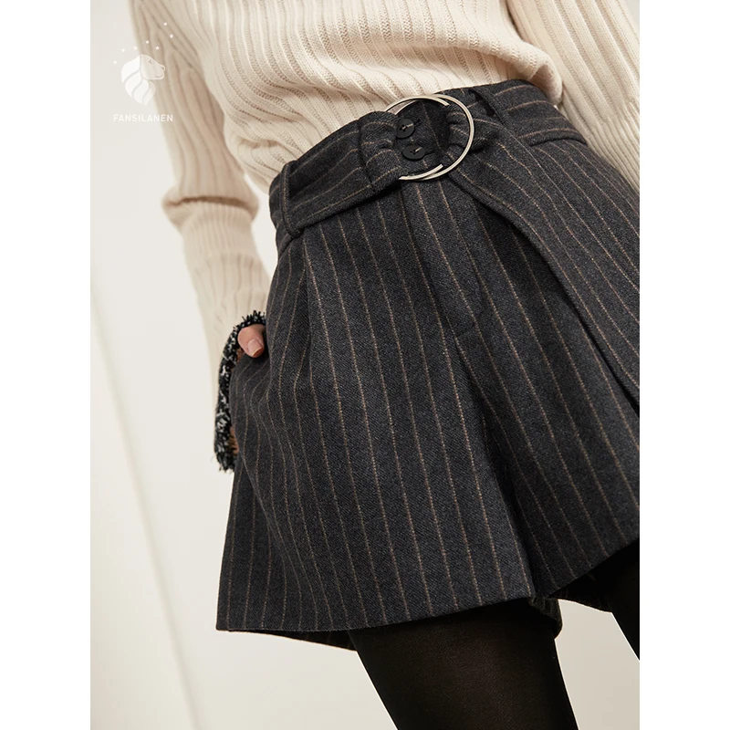 FANSILANEN 2017 New Arrival Fashion Spring/Autumn/Winter Casual Women Shorts Wide Leg Flare Loose Elastic Waist Z72133
