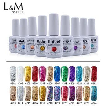 

12 PCS ibdgel 15ml Diamond Glitter UV Gel Polish Soak Off Nail Varnish Semi Permanent Long Lasting 52 Colors