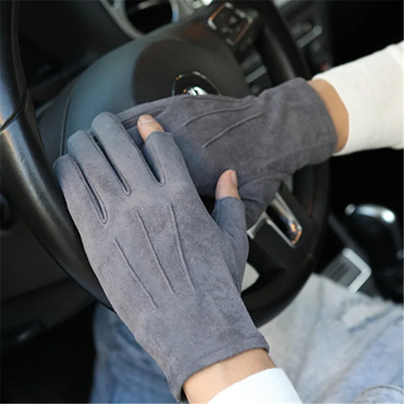2019 Autumn Winter New Thickening Half Finger Gloves Imitation Suede Unisex Exposed Two Fingers Non-Slip Driving Gloves SZ043 2019 Autumn Winter New Thickening Half Finger Gloves Imitation Suede Unisex Exposed Two Fingers Non-Slip Driving Gloves SZ043