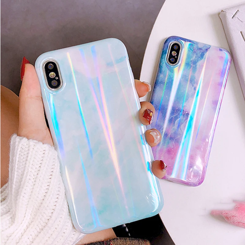 

TIKITAKA Gradient Polar Lights Phone Case For iphone 11 11Pro Max XR XS Max Glossy Case For iphone 6 6s 7 8 Plus X XS IMD Cover