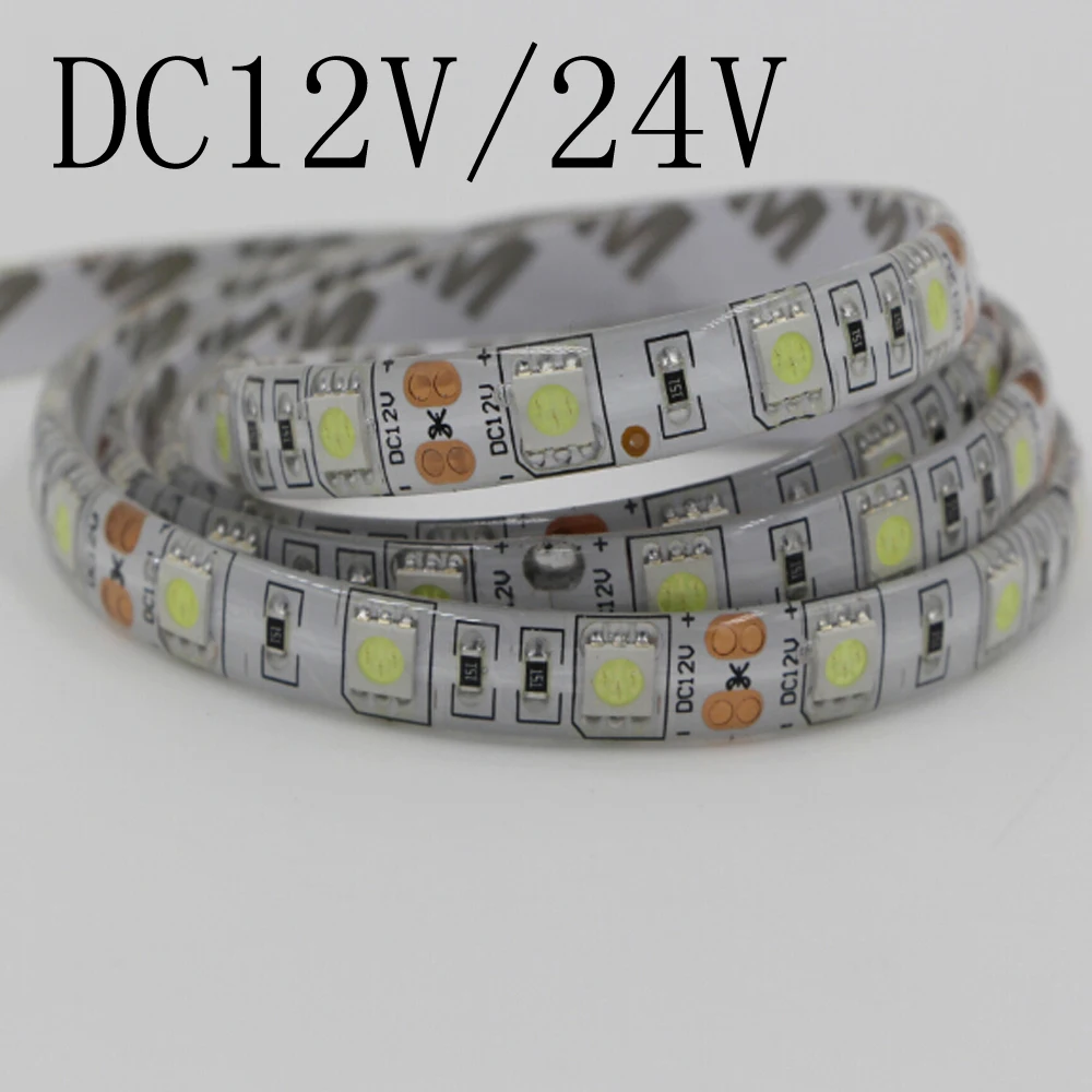 

DC12V DC24V led strip 5050 SMD 5M 300led 60led/M flexible led ribbon waterproof Warm/White/RGB diode tape LED lights