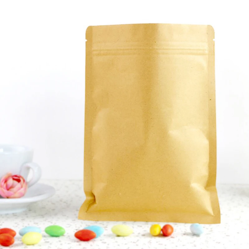 100 шт маленькие/большие крафт-бумажные пакеты для упаковки пищевых продуктов, Коричневый пакет для сушеных продуктов, чая, печенья