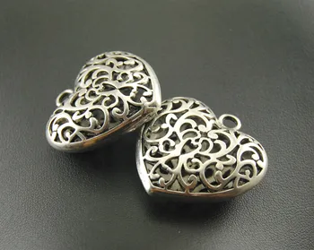 

5pcs Silver Color Filigree Huge 3D Heart Charms Pendant DIY Metal Bracelet Necklace Jewelry Findings A464