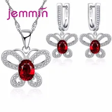 Jemmin Fine Quality 925 Silver Jewelry Sets For Women Butterfly Pendants Necklaces Earrings Set For Girls Birthday Party Gift