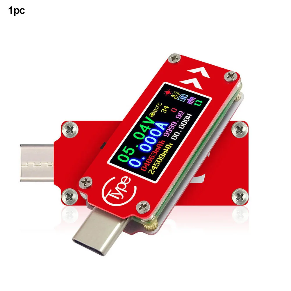 Fast Charge Current Meter Temperature Measurement High Color Screen Tool PD Voltage Ammeter USB Type-C Tester Portable