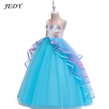 От 6 до 17 лет; многослойный костюм с хлопковой подкладкой и вуалью для девочек; парадное платье; вечерние платья с единорогом для маленьких детей; лето г