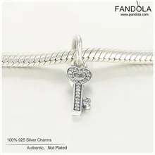 Fandola 925 серебро символом доверия ключ бусины для Для женщин подходит Pandora Браслеты Цепочки и ожерелья Серебряный Шарм ювелирных изделий