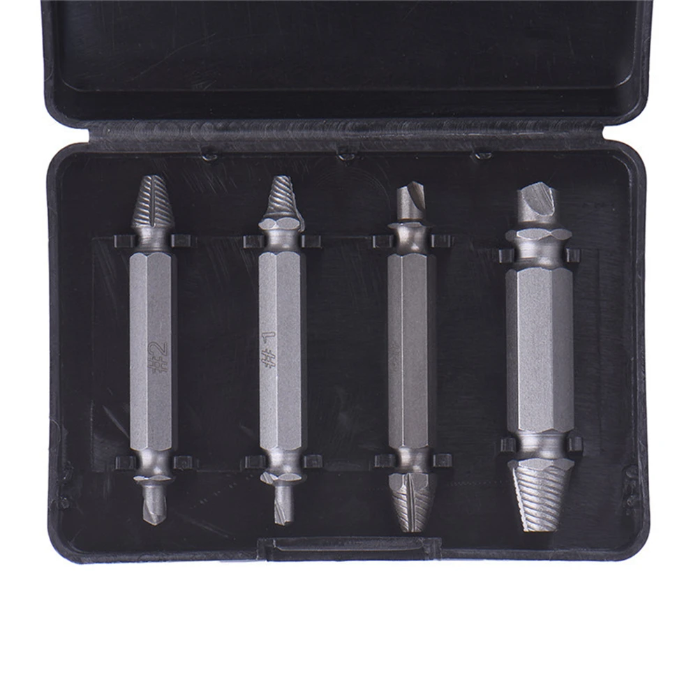 

4pcs Damaged Screw Extractor Drill Bits Guide Set Broken Speed Out Easy out Bolt Stud Stripped Screw Remover Tool